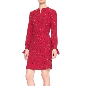 Banana Republic Red Floral Shirt Dress